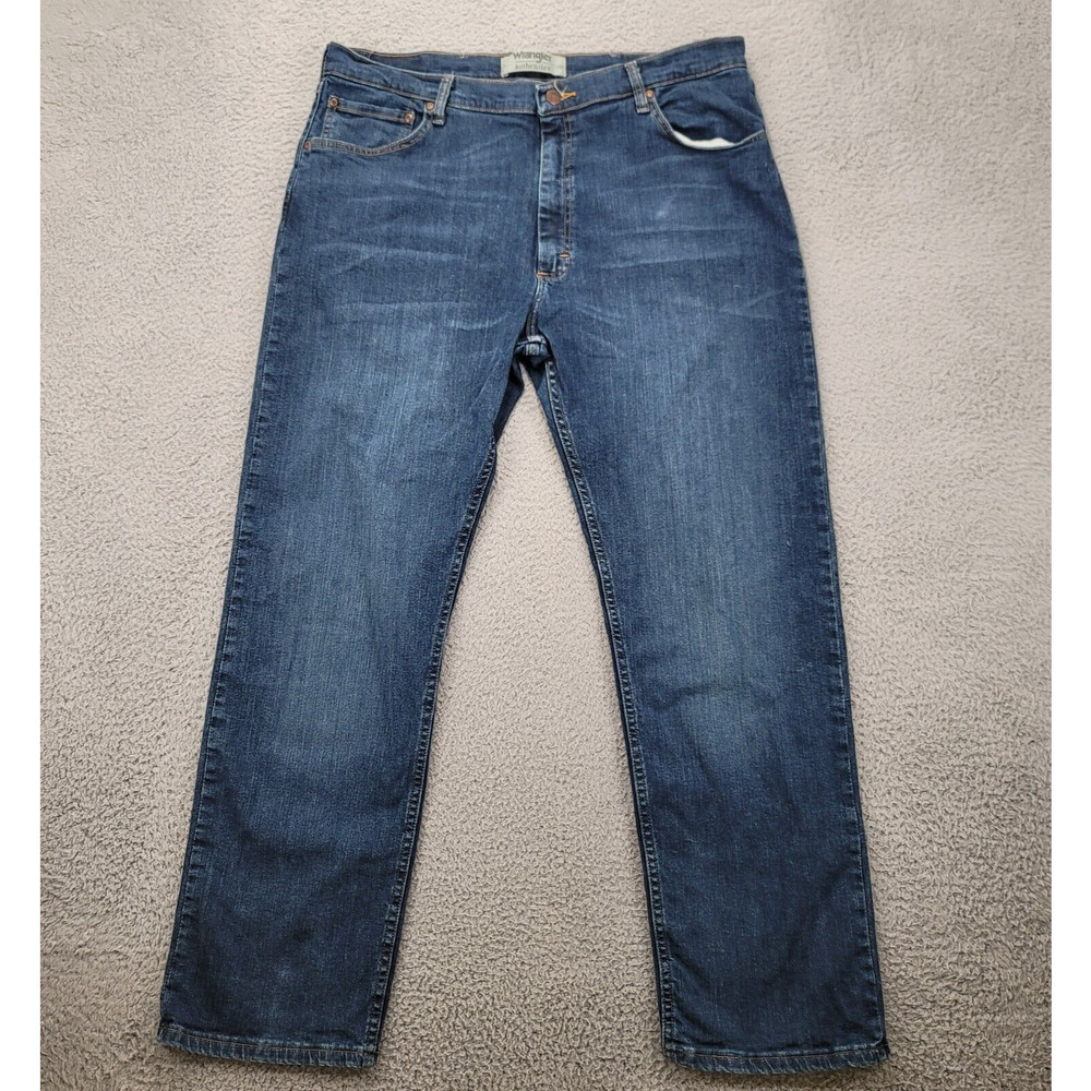 Wrangler Jeans Mens 38x30 Blue Denim ZM100TW Straight Fit Medium Wash - Picture 1 of 16